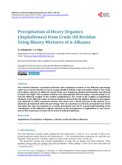 Precipitation of Heavy Organics (Asphaltenes) from Crude Oil