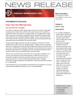 Fewer Than One Fifth Own Guns - The Forum Poll