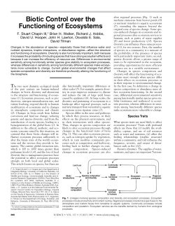 Biotic Control over the Functioning of Ecosystems