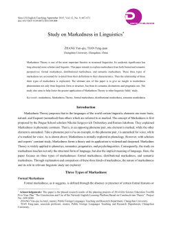 Study on Markedness in Linguistics