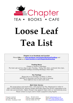 Loose Leaf Tea List