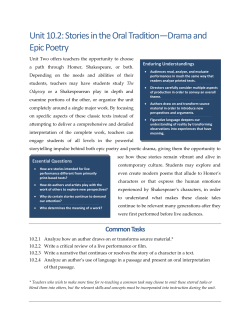 Unit 10.2: Stories in the Oral Tradition Drama and Epic Poetry