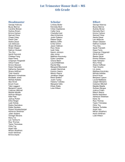 1st Trimester Honor Roll ~ MS 6th Grade