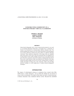 constructing community in a postsecondary virtual classroom