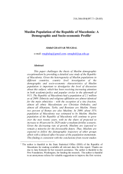 Muslim Population of the Republic of Macedonia: A Demographic