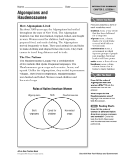 Lesson 1 Algonquians and Haudenosaunee