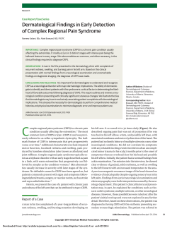 Dermatological Findings in Early Detection of Complex Regional