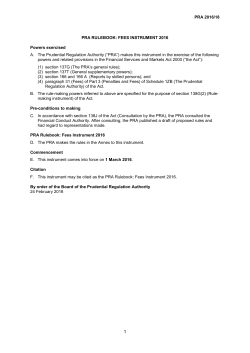 PRA 2016/18 PRA RULEBOOK: FEES INSTRUMENT 2016 Powers