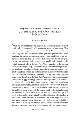 Beyond Neoliberal Common Sense: Cultural Politics