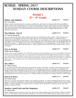 BCHSJS - SPRING 2017 SUNDAY COURSE DESCRIPTIONS