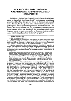 Due Process, Postjudgment Garnishment, and &ldquo;Brutal Need&rdquo;