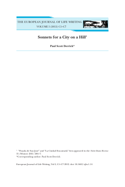 Sonnets for a City on a Hill1 - European Journal of Life Writing