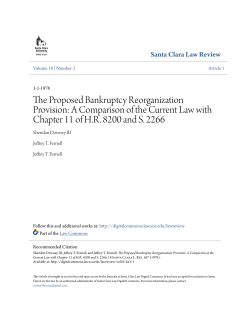 The Proposed Bankruptcy Reorganization Provision: A Comparison