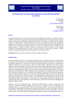 the significance of establishing democratic education environment at