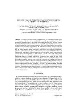 CLIMATIC CHANGE, WARS AND DYNASTIC CYCLES IN CHINA