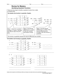 Algebra I Review Sheet 8-1