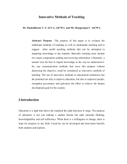 Innovative Methods of Teaching I.Introduction
