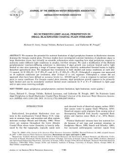 do nutrients limit algal periphyton in small blackwater coastal plain