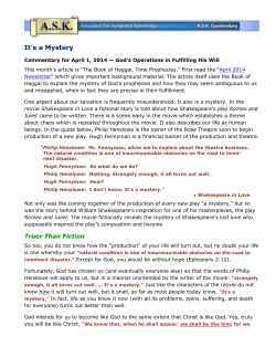 It`s a Mystery: God`s Operations in Fulfilling His Will