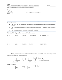 Name Unit 1 Exponential Notation and Properties of Integer
