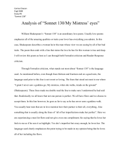 Analysis of &ldquo;Sonnet 130/My Mistress` eyes&rdquo;