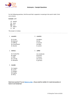 Antonyms &ndash; Sample Questions