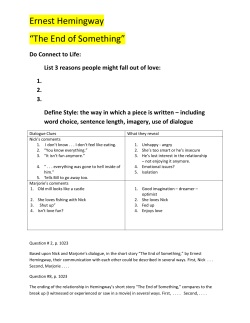 Ernest Hemingway &ldquo;The End of Something&rdquo;