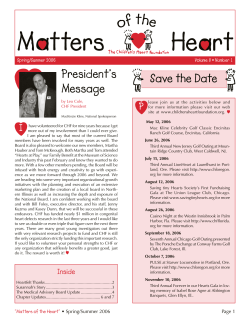 President`s Message Save the Date