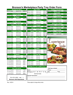 Bronson`s Marketplace Party Tray Order Form