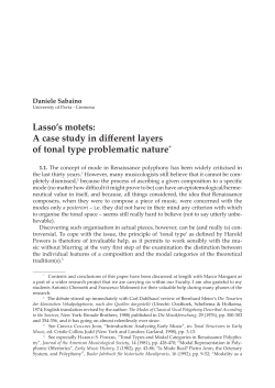 Lasso`s motets: A case study in different layers of tonal type