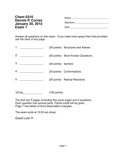 Chem 0310 Dennis P. Curran January 30, 2012 Exam 1