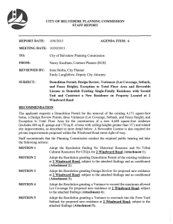 city of belvedere planning commission staff report report date: 10/6