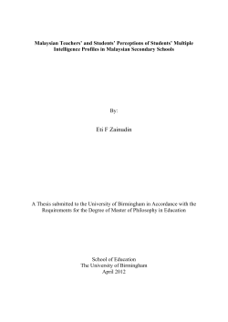 Malaysian Teachers` and Students` Perceptions of Students` Multiple