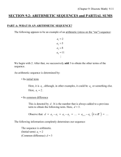 SECTION 9.2: ARITHMETIC SEQUENCES and PARTIAL