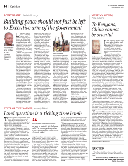 Building peace should not just be left to Executive arm of the