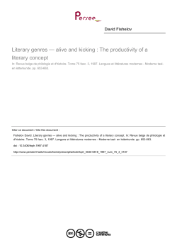 Literary genres &mdash; alive and kicking : The productivity of a literary