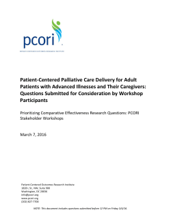 Patient-Centered Palliative Care Delivery for Adult Patients with