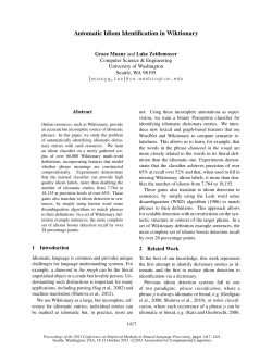 Automatic Idiom Identification in Wiktionary