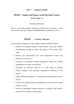 HI3425 - Empire and Papacy in the Eleventh Century