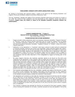 DISCLAIMER: CANADA`S ANTI-SPAM LEGISLATION