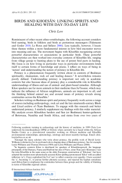 birds and khoesaˉn: linking spirits and healing