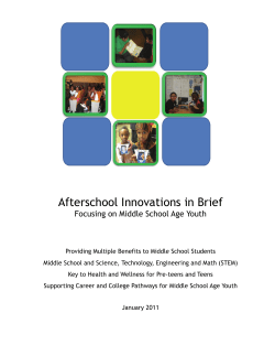 Afterschool Innovations in Brief: Engaging Middle School Youth
