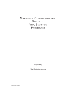 Marriage Commissioners` Guide to Vital Statistics Procedures