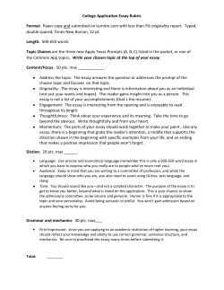 College Application Essay Rubric Format