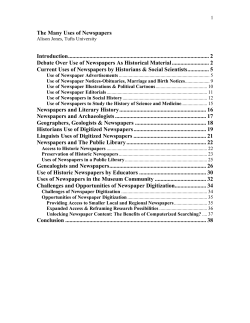 The Many Uses of Newspapers Introduction