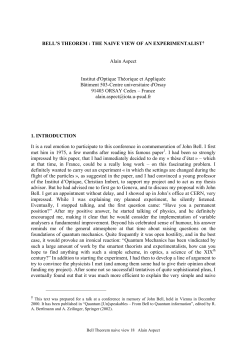 BELL`S THEOREM : THE NAIVE VIEW OF AN EXPERIMENTALIST
