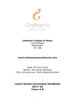 Lower School Curriculum Handbook 2017-18 Years 4-9