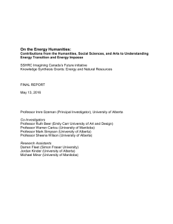 On the Energy Humanities - Federation for the Humanities and