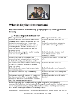 Explicit Instruction