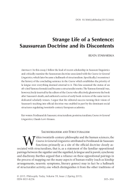 Strange Life of a Sentence: Saussurean Doctrine and